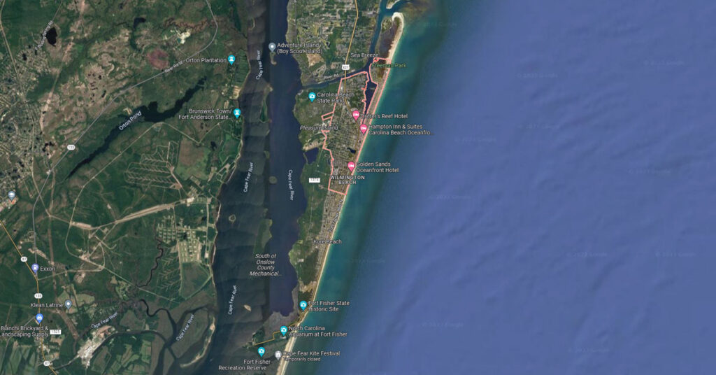 Map of Carolina Beach best fishing spots