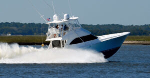 Fishing Charter Boat heading offshore from Carolina Beach, NC